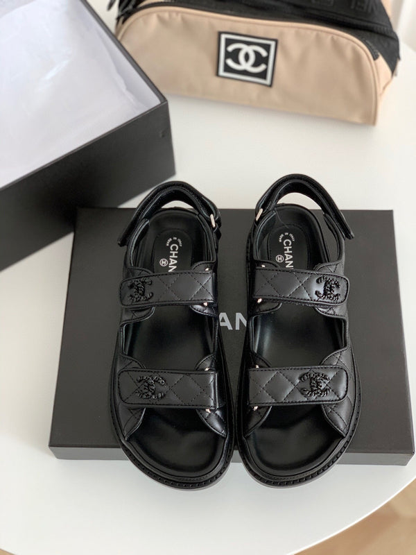 CC 25S Dad Sandal Black Calfskin