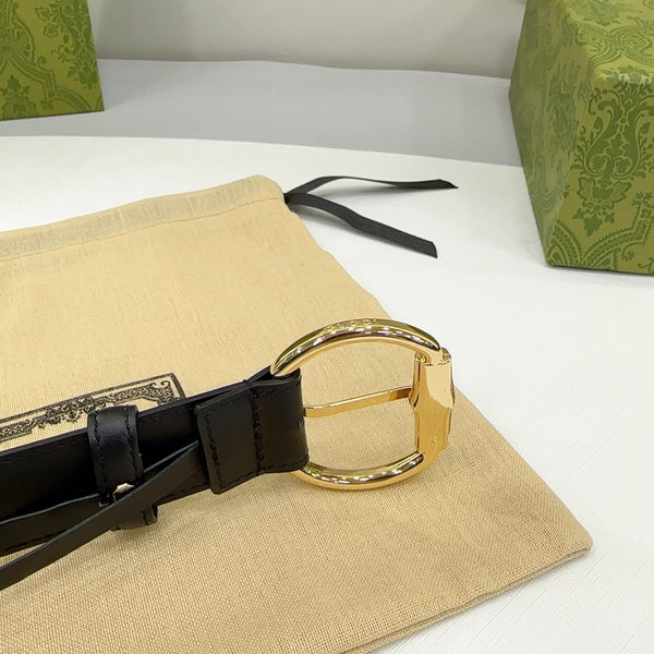 GG BELT CASUAL SQUARE BUCKLE 30MM BLACK LEATHER