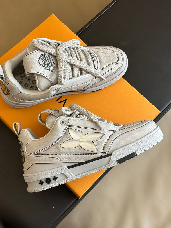 LV Skate Sneaker Off White Cowhide and Mesh Fabric