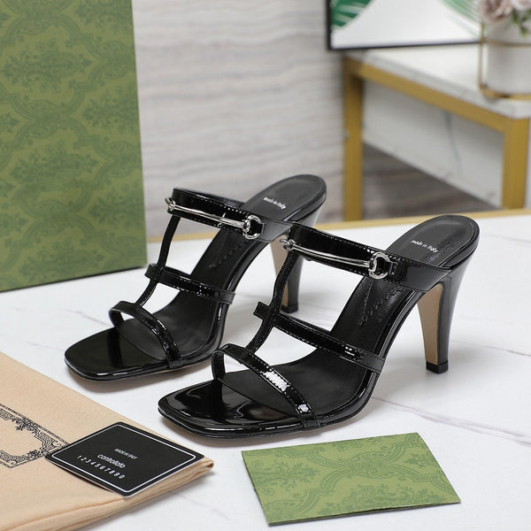 SANDALO GG SLIM HORSEBIT SLIDE NERO