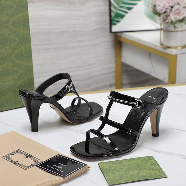 SANDALO GG SLIM HORSEBIT SLIDE NERO