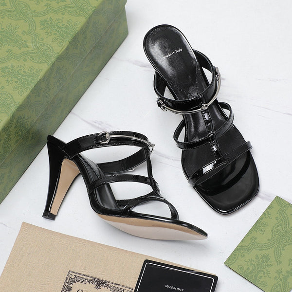 SANDALO GG SLIM HORSEBIT SLIDE NERO