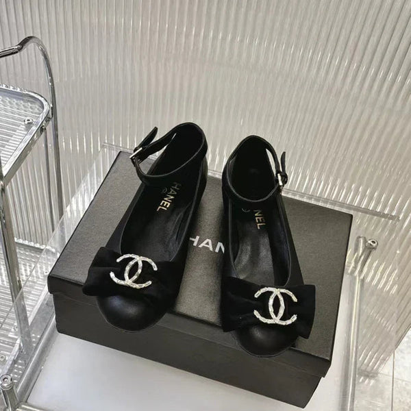 CC 2026 Mary Jane Ballet Flats Sheepskin Crystal CC Logo Bow 791131