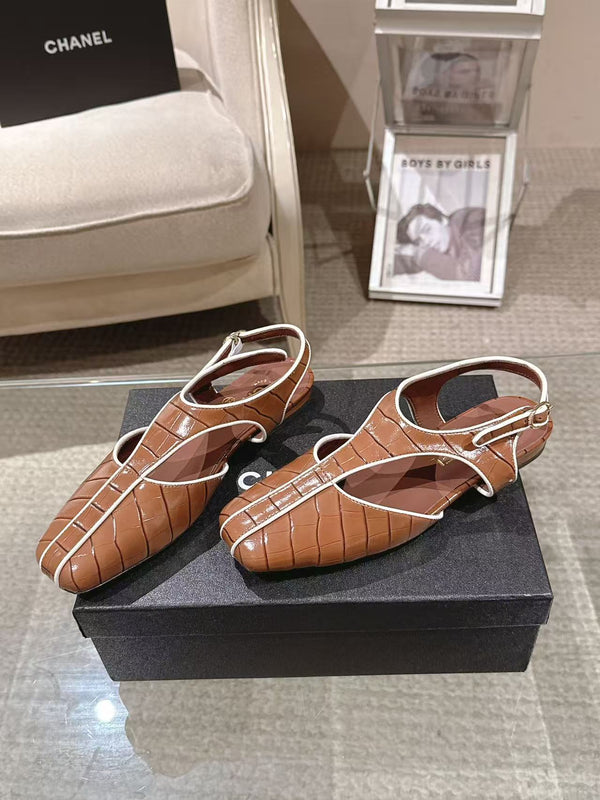 CC 26S Square-Toe Slingback Flats Detail Leather 148811