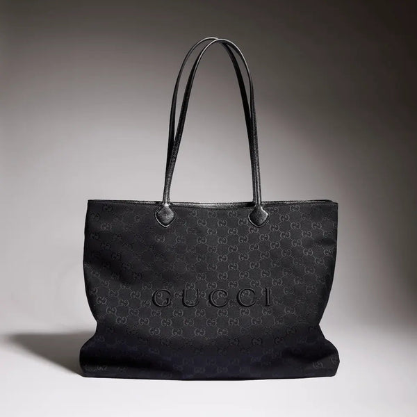 GG 2026 NY Large Tote Bag 43cm Black Canvas Leather