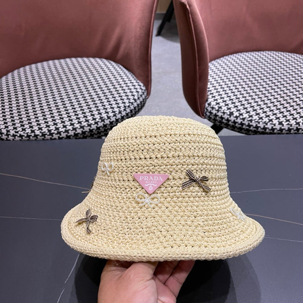 Prad Raffia Bow Knot Fisherman Hat 512516