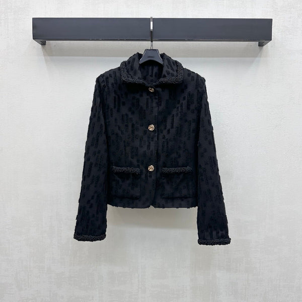 CC 26B Textured Wool Jacket With Collar Black 444356