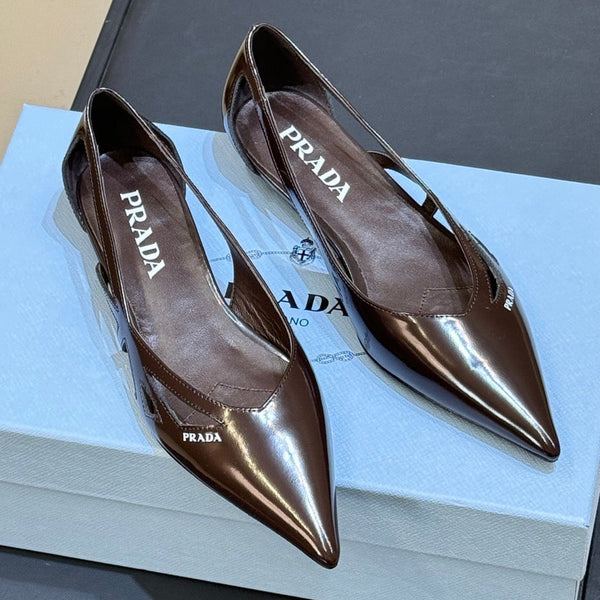 Prad 2026 Pointed-Toe Ballet Flats Calfskin 151236