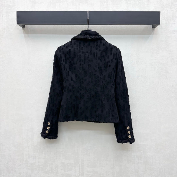 CC 26B Textured Wool Jacket With Collar Black 444356