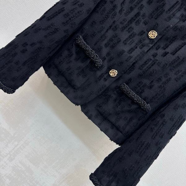 CC 26B Textured Wool Jacket With Collar Black 444356