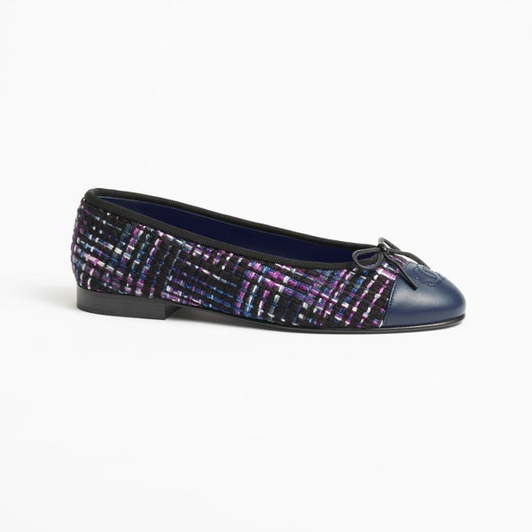 ballerine nere viola blu tweed