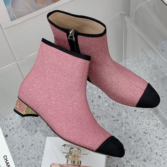 CC 2026 Cap-Toe Ankle Boots 30mm Glitter Fabric 162135