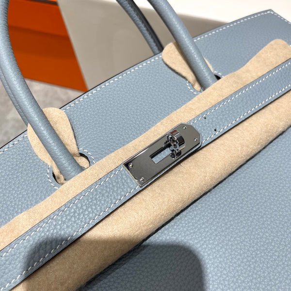 HM BIRKIN 30CM BLU NUVOLA PELLE TOGO FERRAMENTA ARGENTO