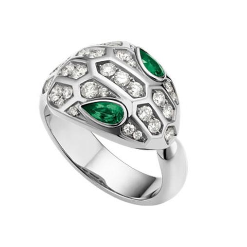 ANELLO SERPENTI SERPENTE MALACHITE ARGENTO DIAMANTE