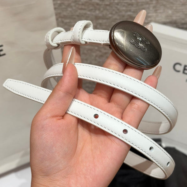 CE 2026 Triomphe Dark Silver Buckle Belt 13mm Leather