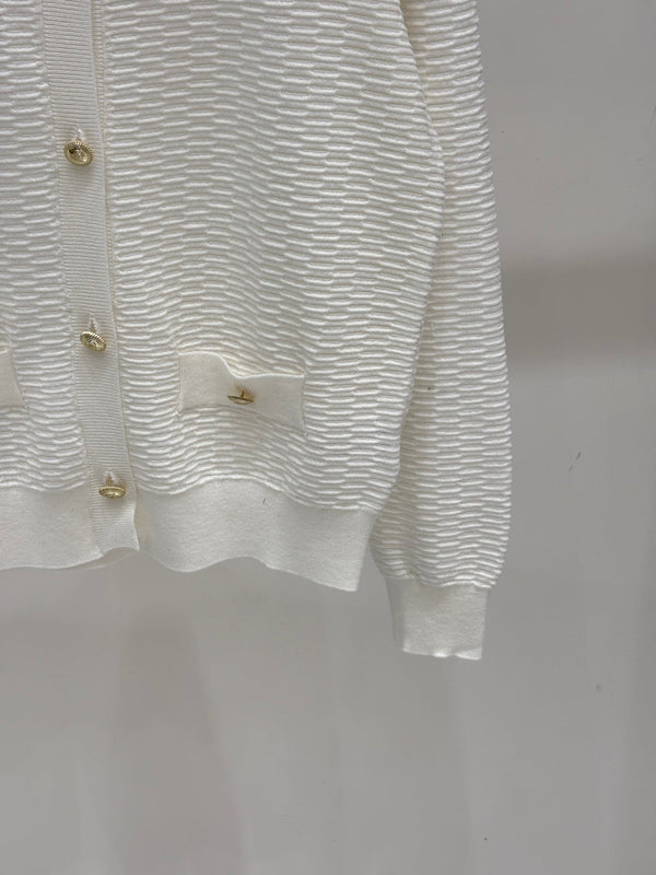 CE 2026 Hollow-out Knit Cardigan With Metal Buttons 431811