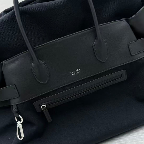 The Row Margaux 17 Inside Out Black Canvas & Leather