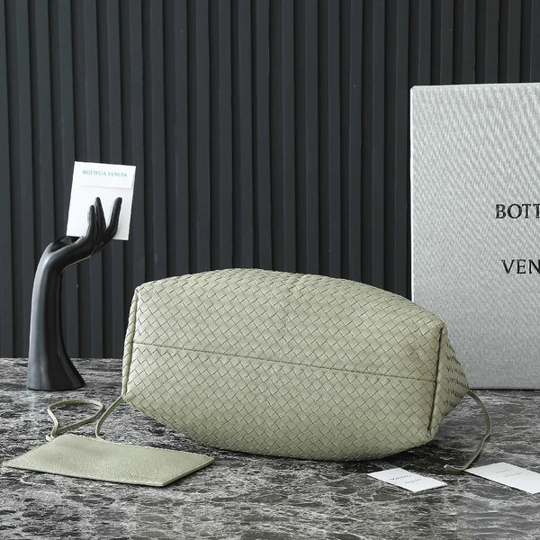 Borsa BV Pinacoteca 43 cm Pelle di vitello intrecciata travertino e pelle scamosciata