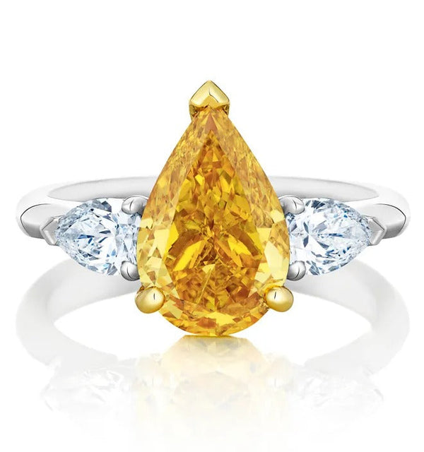 ANELLO PROMISE A FORMA DI PERA IN ARGENTO GIALLO CON DIAMANTI