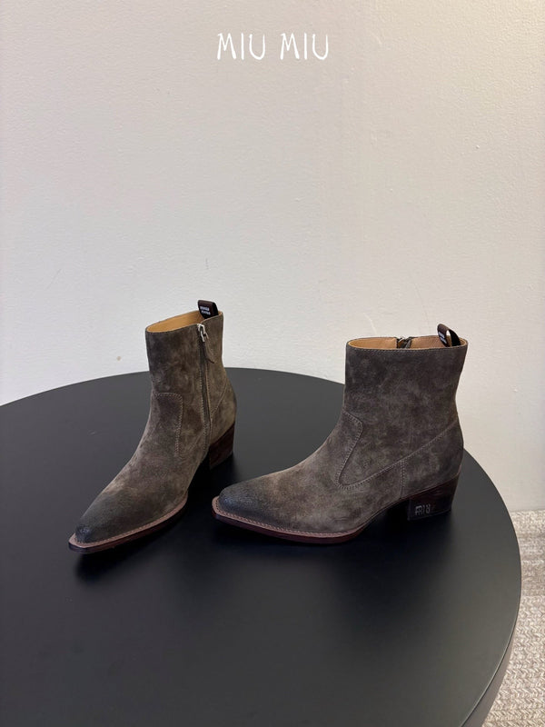 Miu 26s Western Ankle Boots Suede