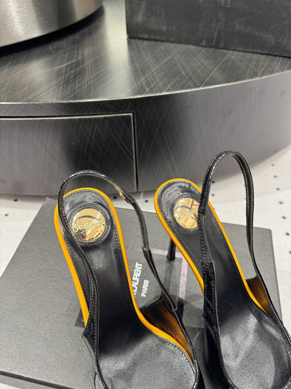YSL 26s Pointed-Toe Slingback Heels 10.5cm Patent Calfskin