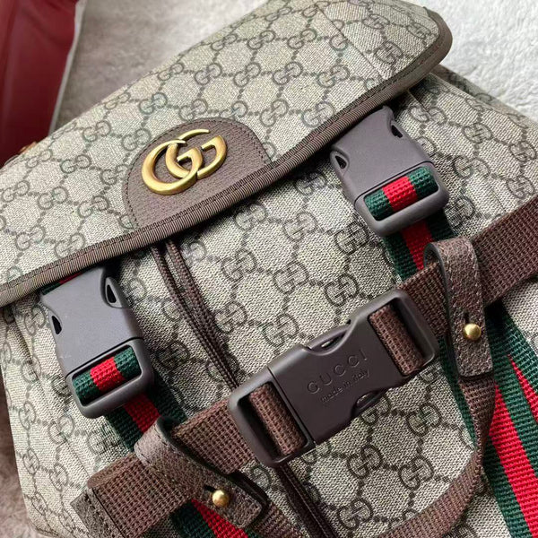 GG Supreme Skateboard Backpack Brown Beige Leather Canvas