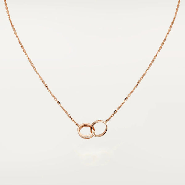 COLLANA LOVE ORO ROSA E ARGENTO DIAMANTE 