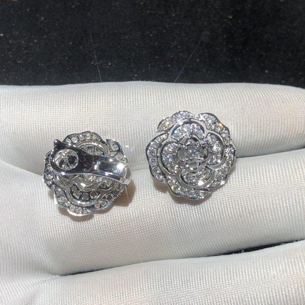 BOUTON DE EARRINGS ARGENTO DIAMANTE