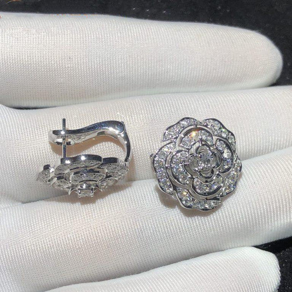 BOUTON DE EARRINGS ARGENTO DIAMANTE