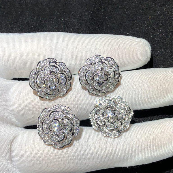 BOUTON DE EARRINGS ARGENTO DIAMANTE