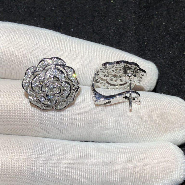 BOUTON DE EARRINGS ARGENTO DIAMANTE