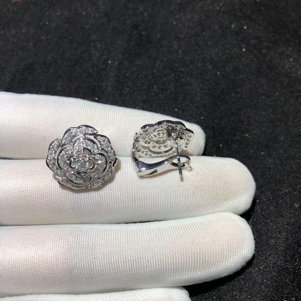 BOUTON DE EARRINGS ARGENTO DIAMANTE