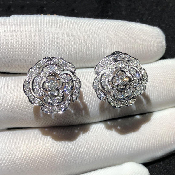BOUTON DE EARRINGS ARGENTO DIAMANTE