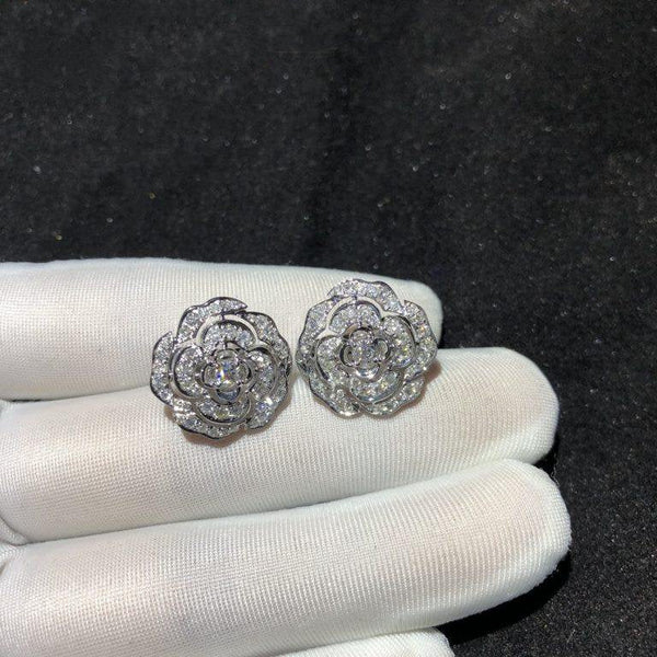 BOUTON DE EARRINGS ARGENTO DIAMANTE