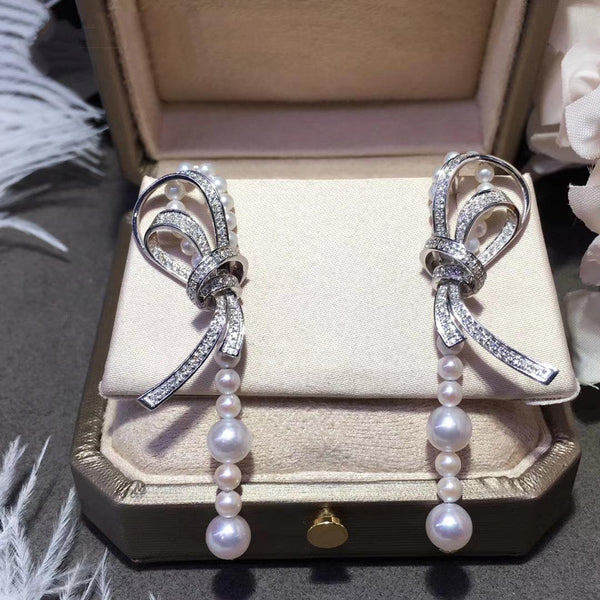 ORECCHINI RUBAN ARGENTO DIAMANTE PERLA