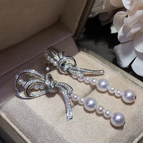 ORECCHINI RUBAN ARGENTO DIAMANTE PERLA