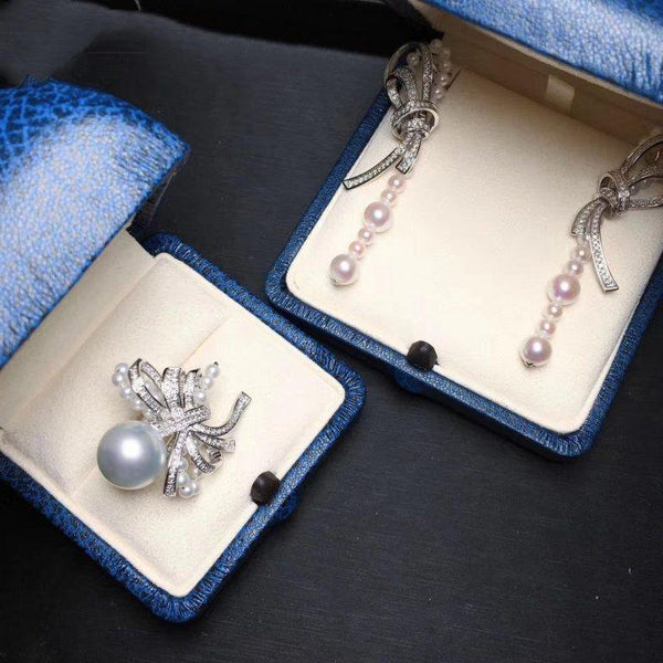 ORECCHINI RUBAN ARGENTO DIAMANTE PERLA