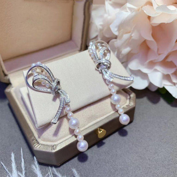 ORECCHINI RUBAN ARGENTO DIAMANTE PERLA