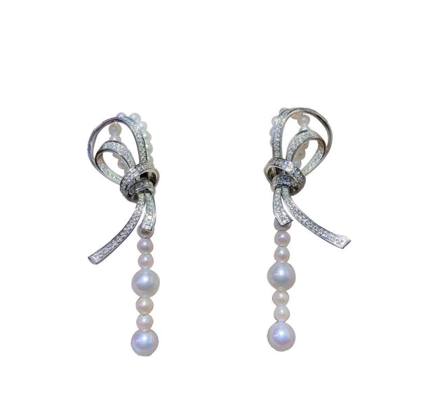 ORECCHINI RUBAN ARGENTO DIAMANTE PERLA