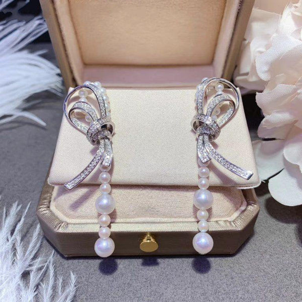 ORECCHINI RUBAN ARGENTO DIAMANTE PERLA