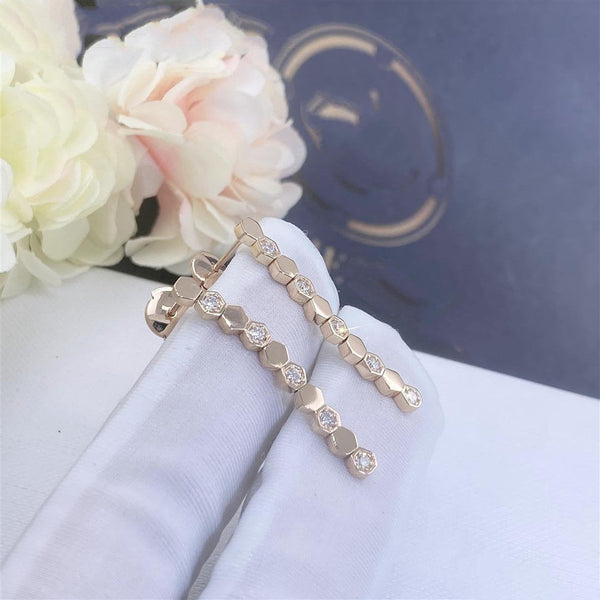 ORECCHINI LUNGHI IN ORO ROSA CON DIAMANTI BEE LOVE