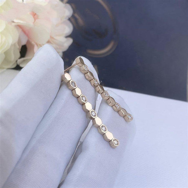 ORECCHINI LUNGHI IN ORO ROSA CON DIAMANTI BEE LOVE