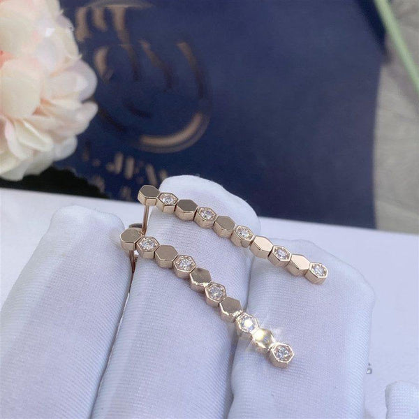 ORECCHINI LUNGHI IN ORO ROSA CON DIAMANTI BEE LOVE