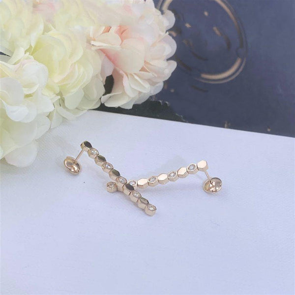 ORECCHINI LUNGHI IN ORO ROSA CON DIAMANTI BEE LOVE