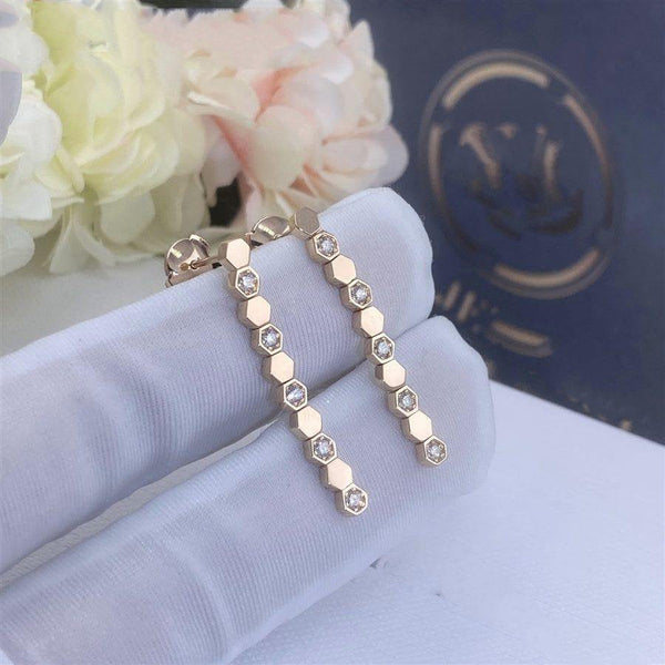 ORECCHINI LUNGHI IN ORO ROSA CON DIAMANTI BEE LOVE