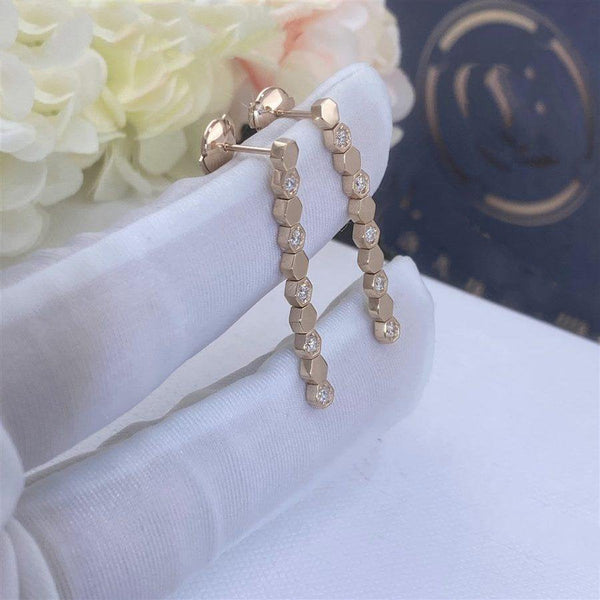 ORECCHINI LUNGHI IN ORO ROSA CON DIAMANTI BEE LOVE