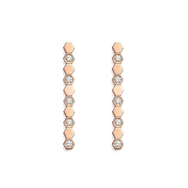 ORECCHINI LUNGHI IN ORO ROSA CON DIAMANTI BEE LOVE