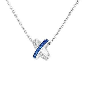 COLLIER LIENS DIAMANT BLEU SILVER