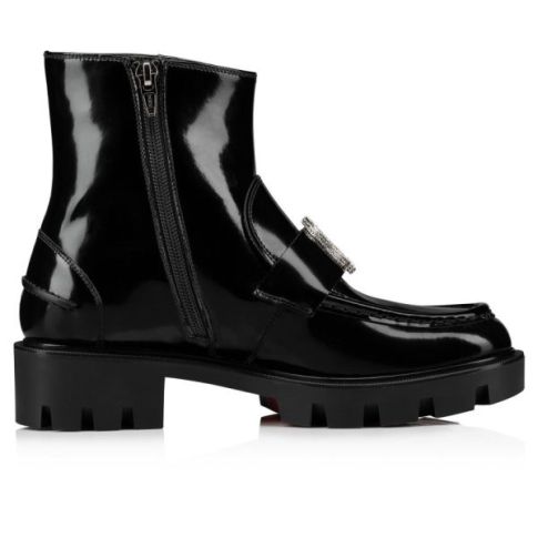CL Moc Ankle Boots Calf Leather And Strass Black