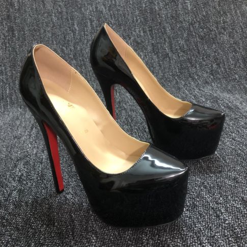 CL Daffodile Platform Pumps 160mm Pelle Verniciata Nera
